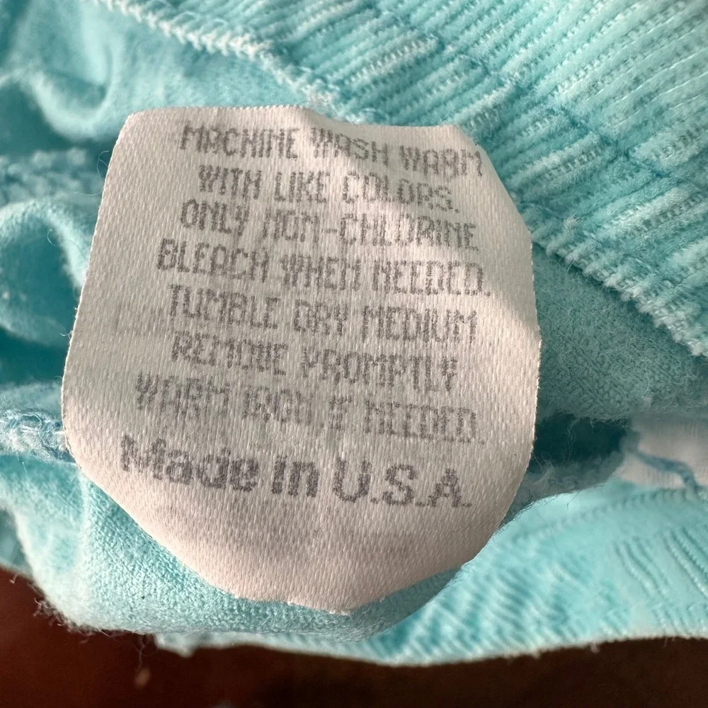 VTG OshKosh‎ B'gosh Corduroy Overalls Pants Baby 6-9M Teal Blue Ruffle USA Made